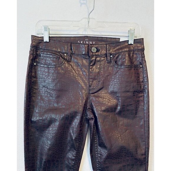 White House Black Market Jeans Womens 2 Mid Rise Coated Denim Faux Croc Skinny - Picture 2 of 6
